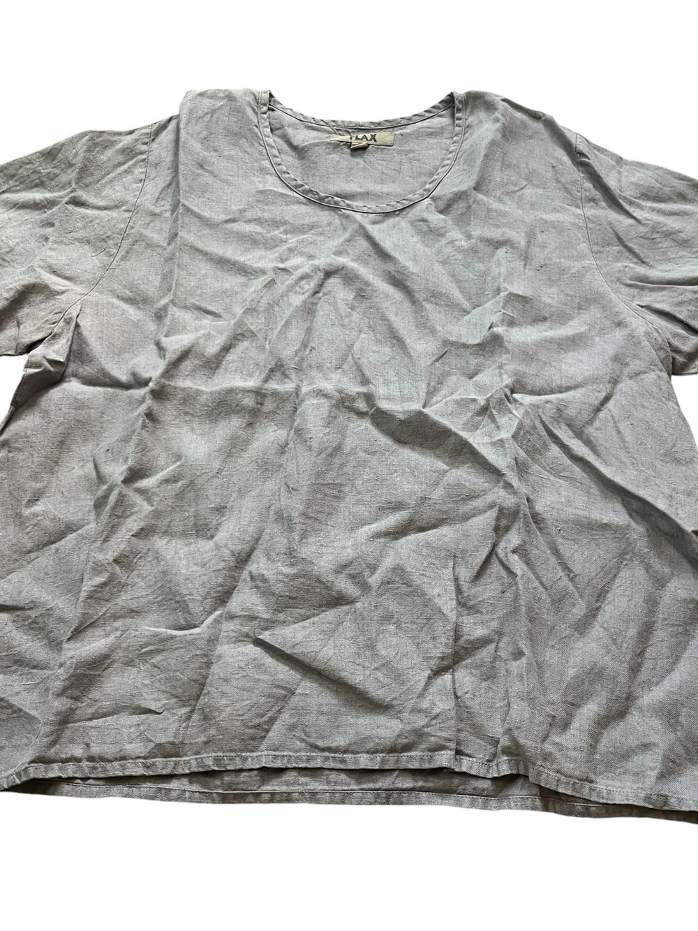 Flax Womens 100% Flax Classic T-Shirt Scoop Neck Lagenlook Size Large